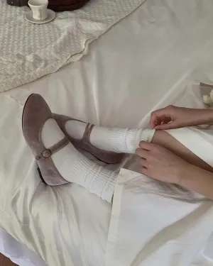 [ Pre-order ] Velvet Mary Jane Flat Shoes