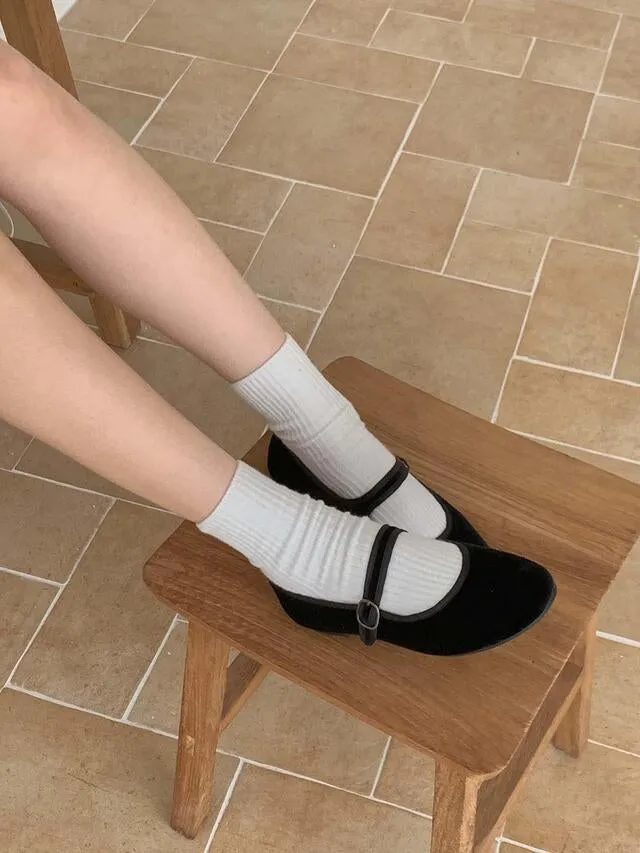 [ Pre-order ] Velvet Mary Jane Flat Shoes