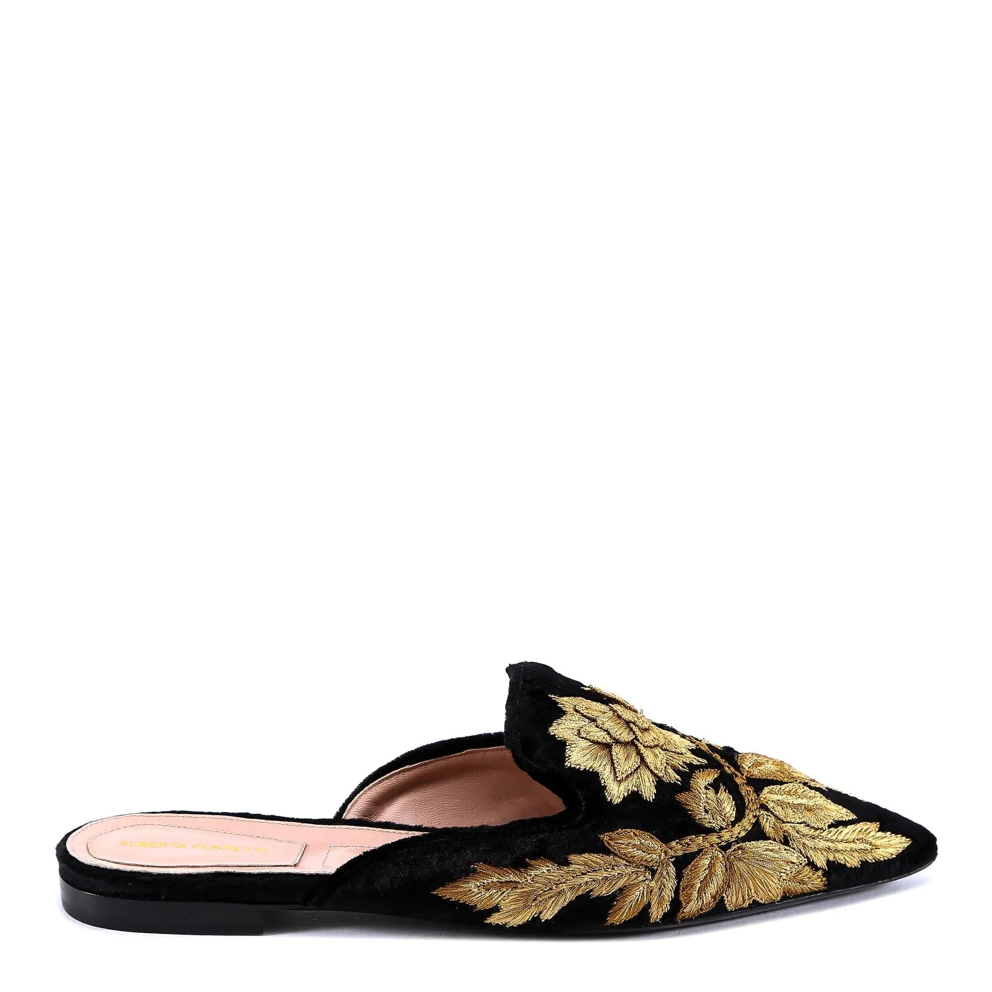 Alberta Ferretti Embroidered Pointed Ballerina Slippers