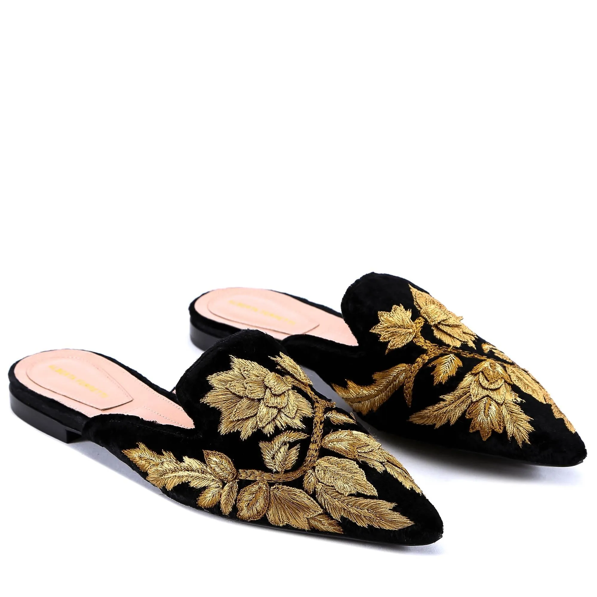 Alberta Ferretti Embroidered Pointed Ballerina Slippers