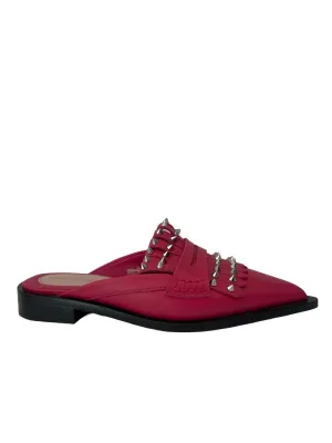 Alexander McQueen Pink Leather Studded Slip On Mules. Size: 38.5