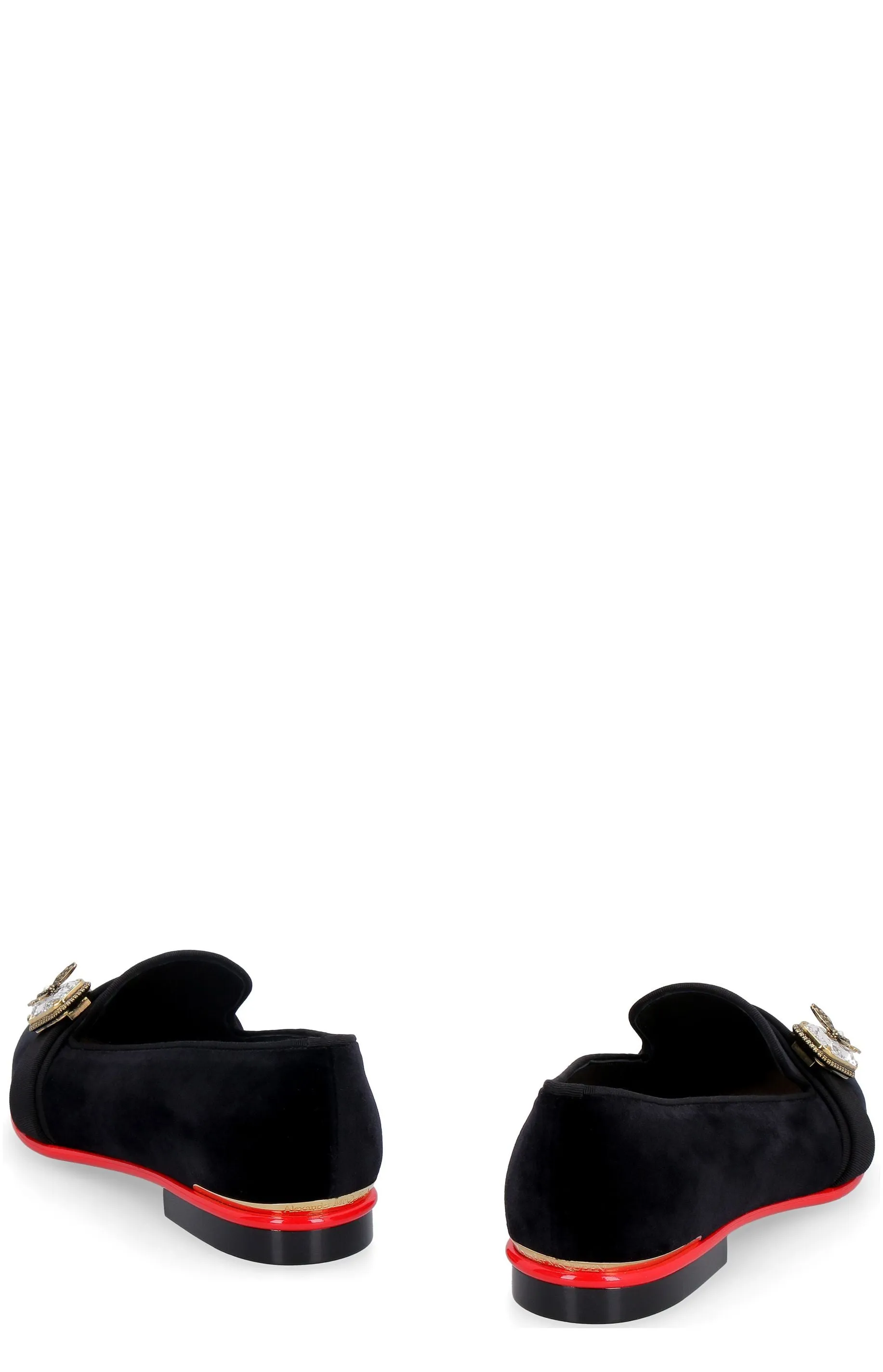 Alexander McQueen Velvet Pointed-Toe Slip-On Loafers