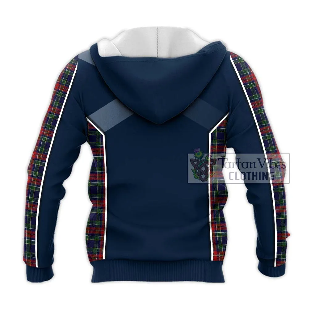 Allison Red Tartan Knitted Hoodie with Family Crest and Lion Rampant Vibes Sport Style