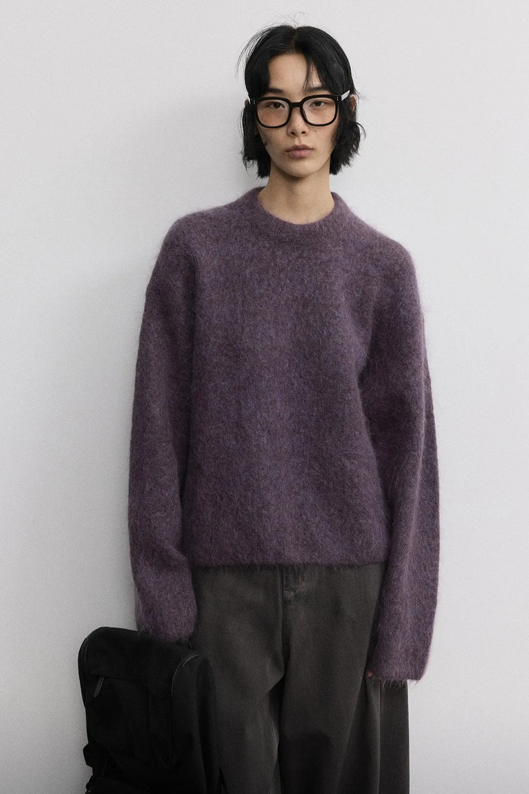 Alpaca wool blended long hair sweater | 6 color