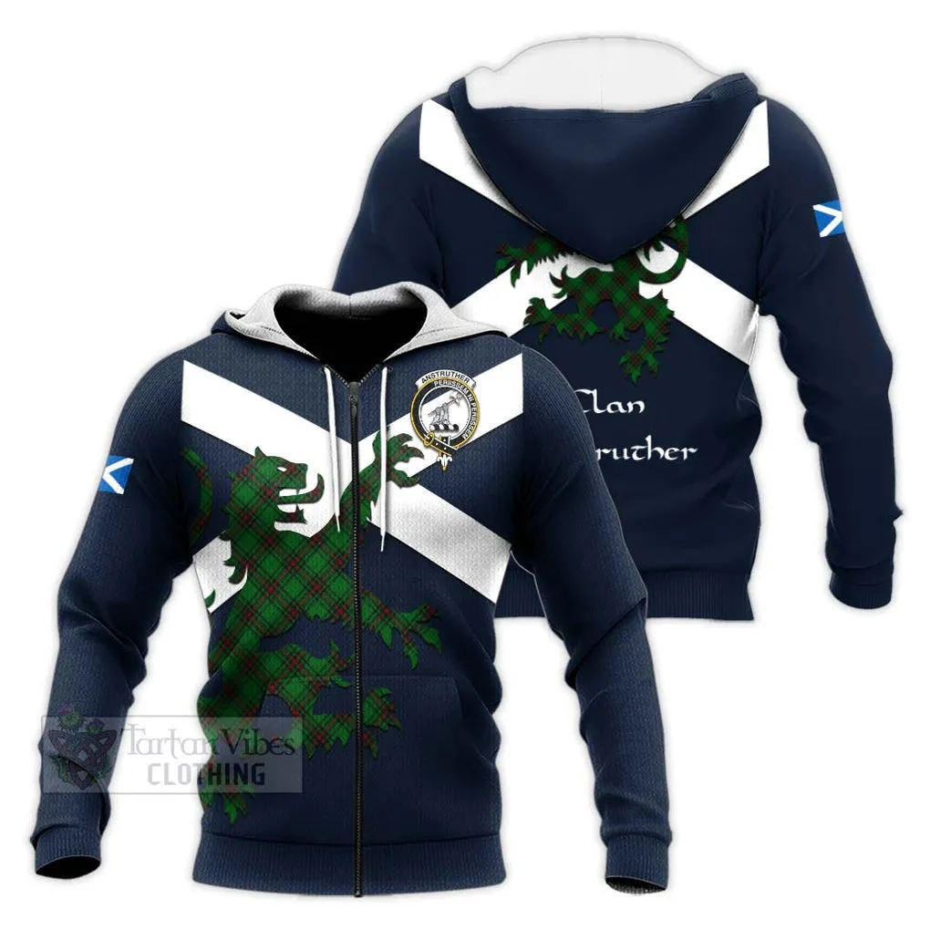 Anstruther Tartan Lion Rampant Knitted Hoodie Proudly Display Your Heritage with Alba Gu Brath and Clan Name