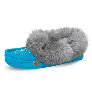 Aqua: Fur Trimmed Moccasins