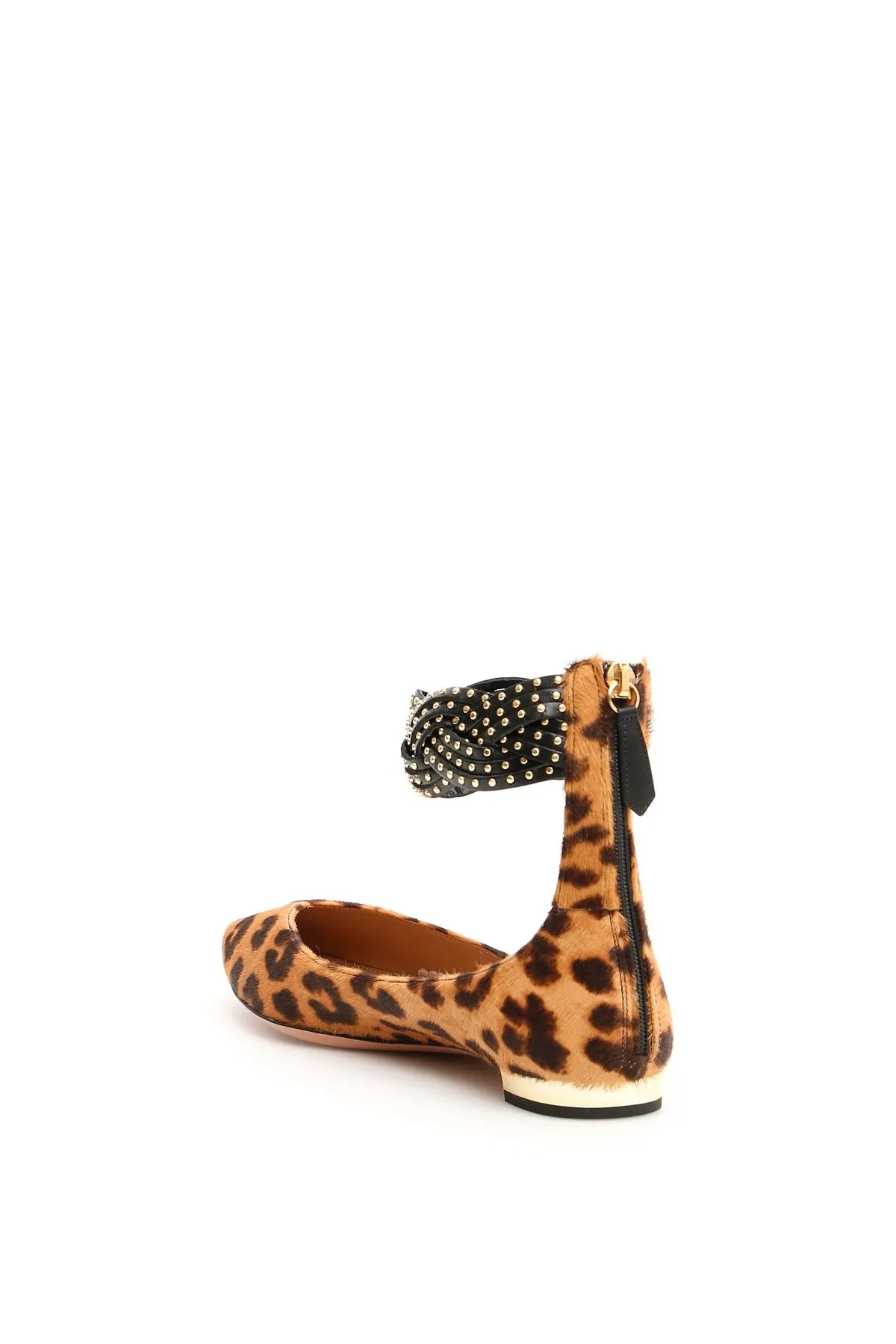 Aquazzura Nena Leopard Print Studded Flats