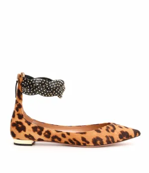 Aquazzura Nena Leopard Print Studded Flats