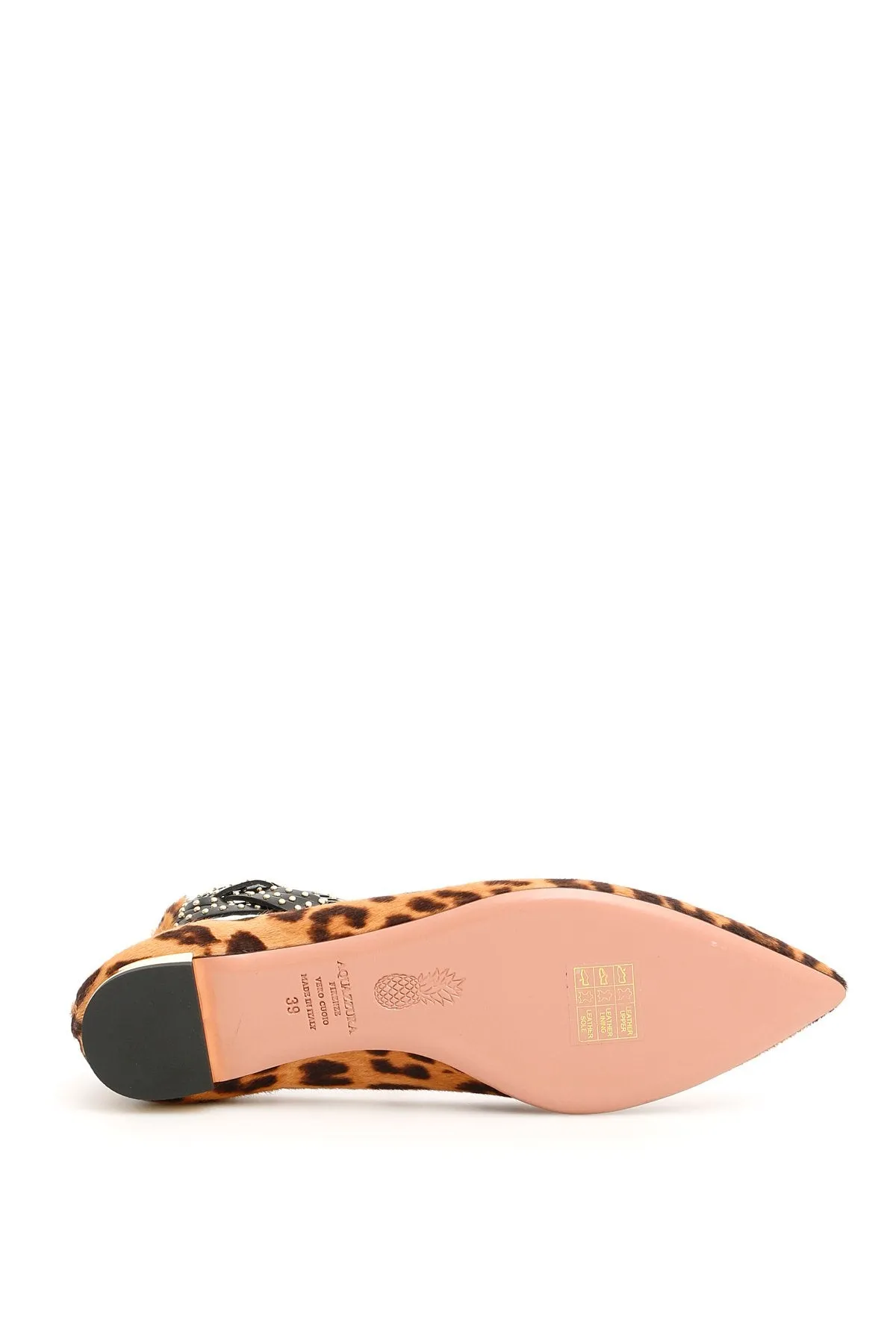 Aquazzura Nena Leopard Print Studded Flats