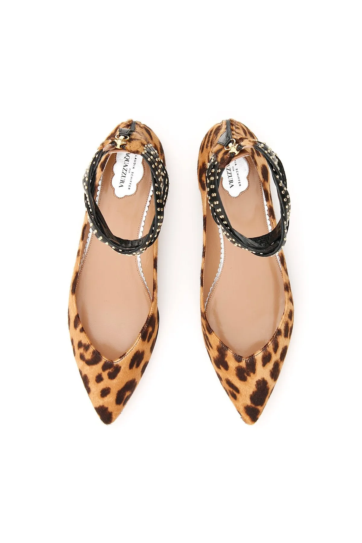 Aquazzura Nena Leopard Print Studded Flats