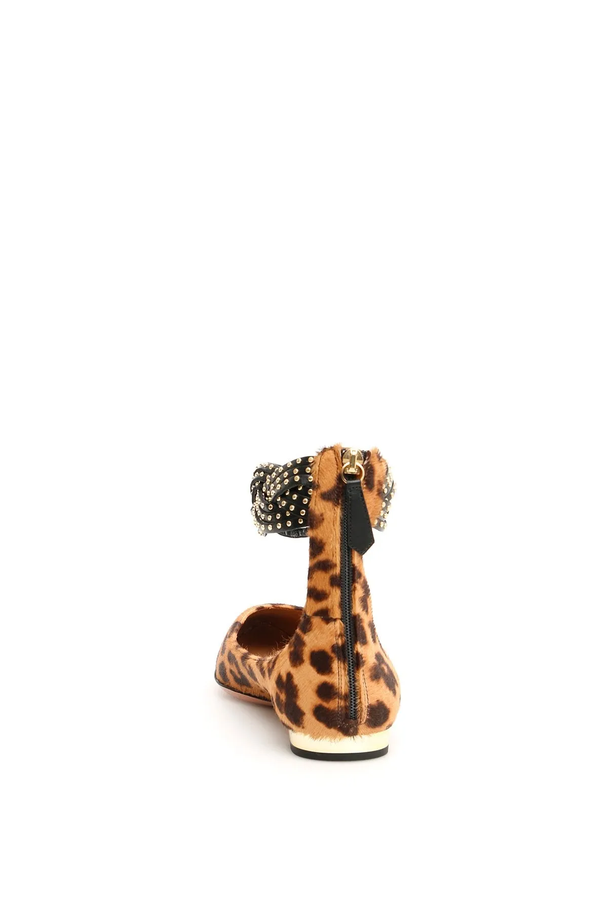 Aquazzura Nena Leopard Print Studded Flats