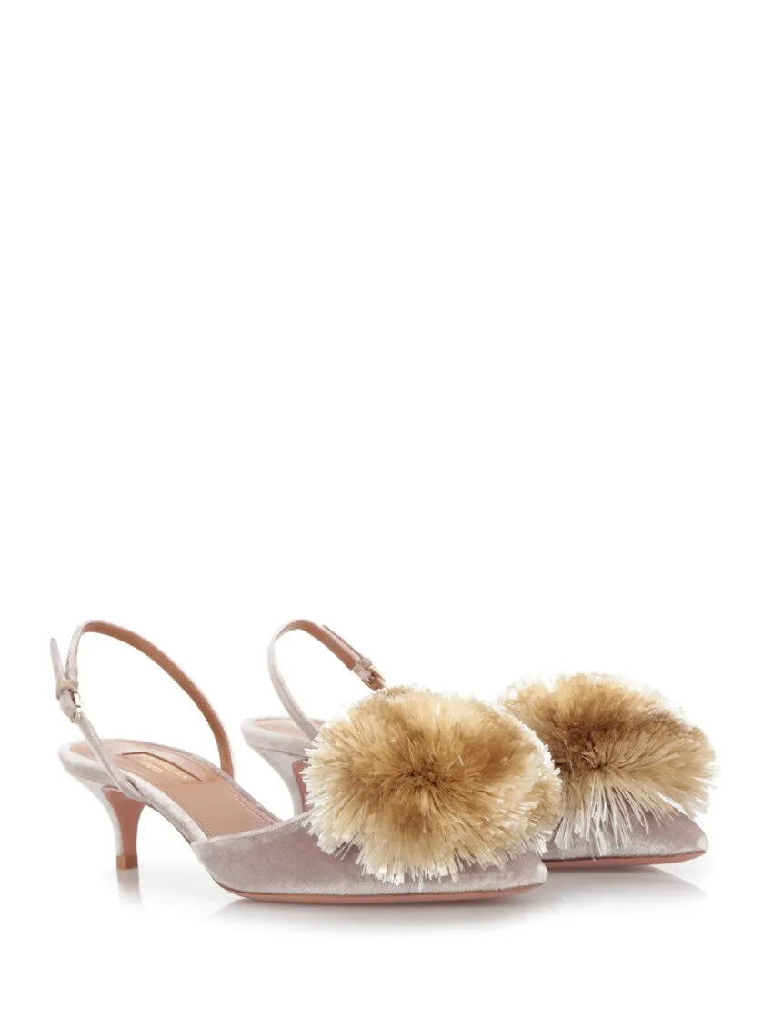 Aquazzura 'Powder Puff' Velvet Slingback Pumps