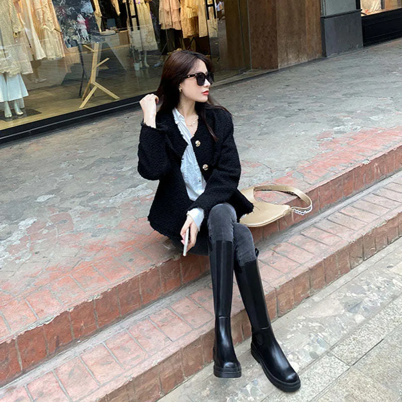 Autumn And Winter Stretch Boots Elastic Band But Knee Boots