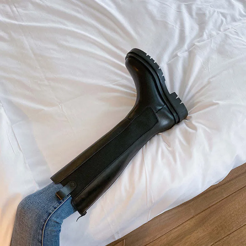 Autumn And Winter Stretch Boots Elastic Band But Knee Boots
