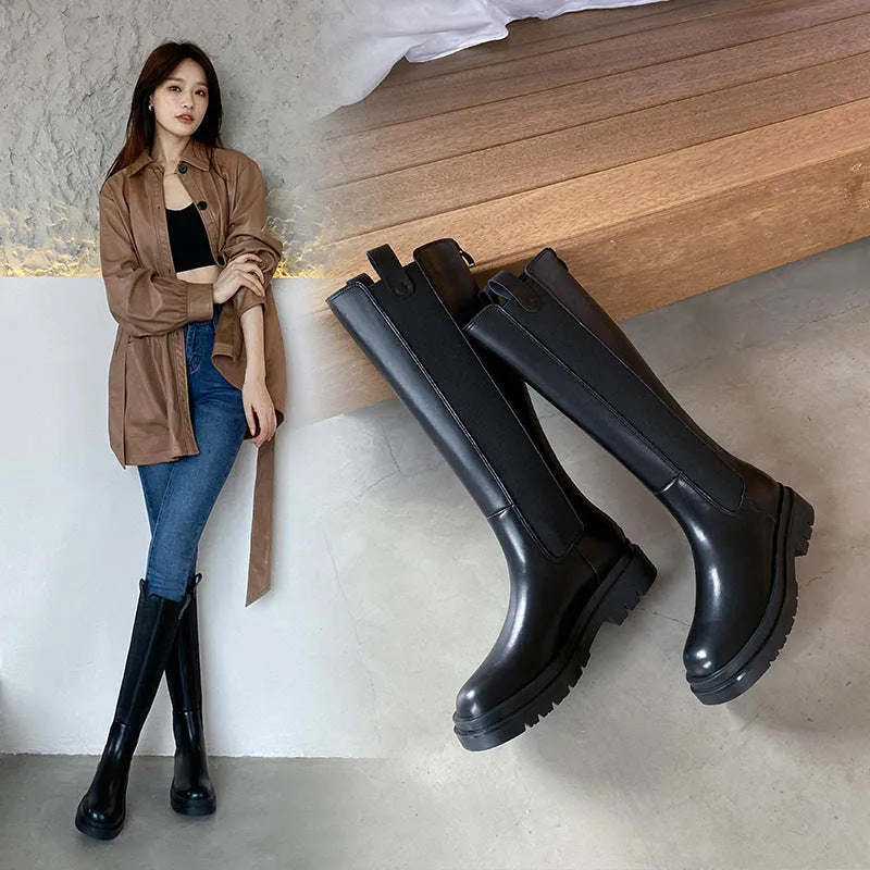 Autumn And Winter Stretch Boots Elastic Band But Knee Boots