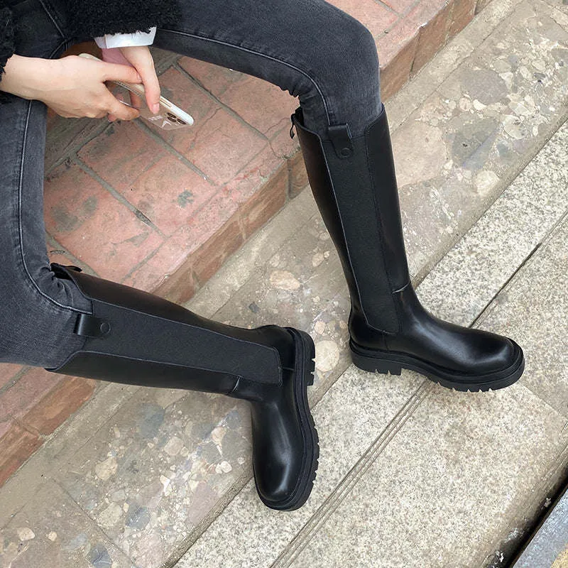 Autumn And Winter Stretch Boots Elastic Band But Knee Boots
