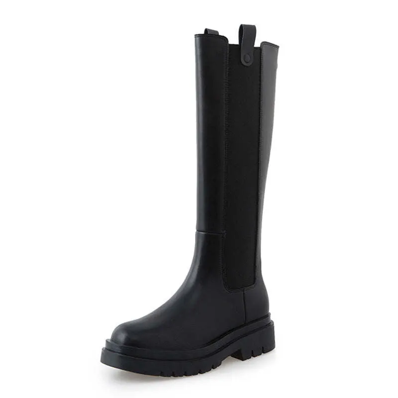 Autumn And Winter Stretch Boots Elastic Band But Knee Boots