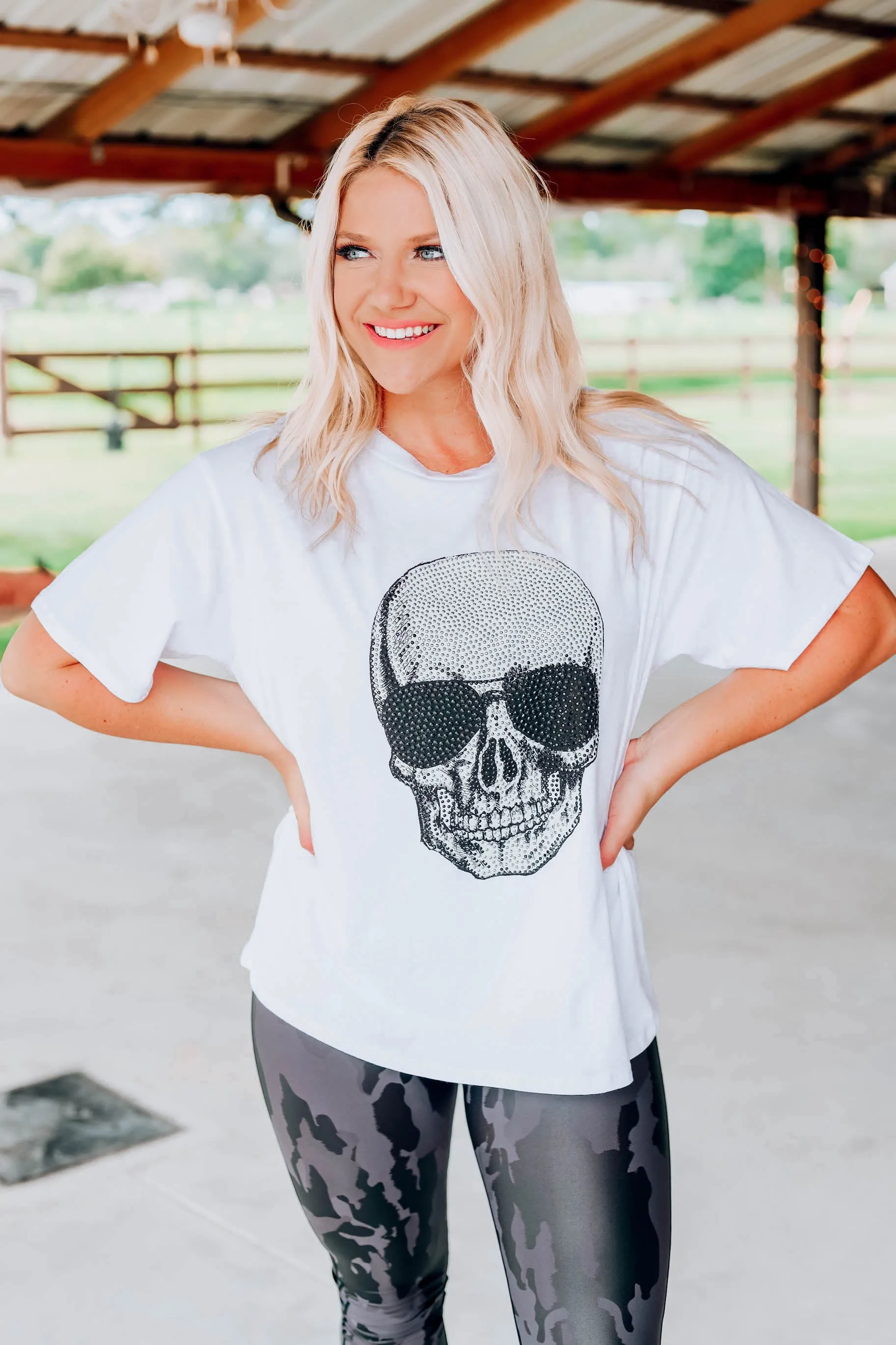 Aviator Studded Skull Top