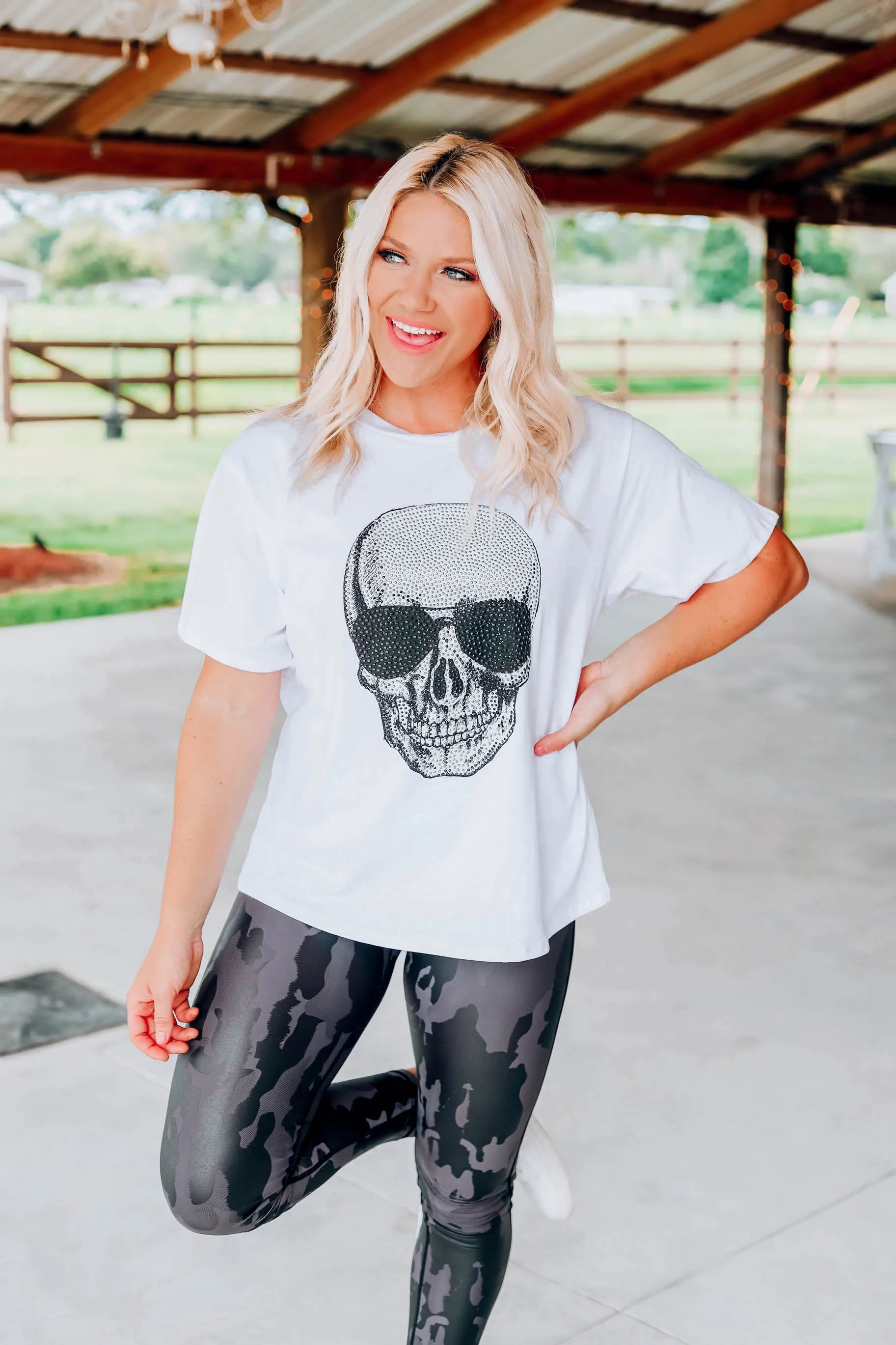 Aviator Studded Skull Top
