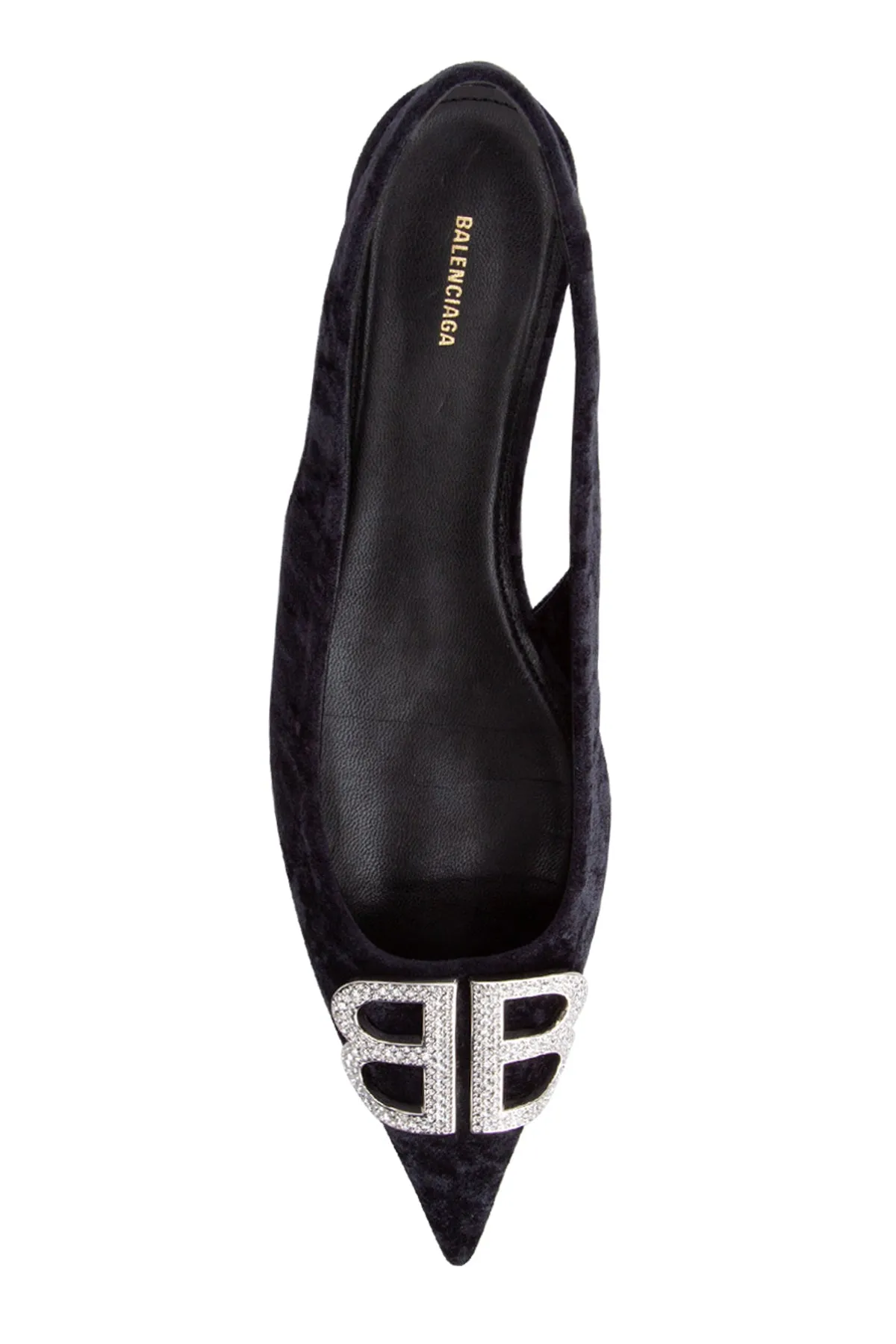 Balenciaga BB Crystal Embellished Slingback Flats