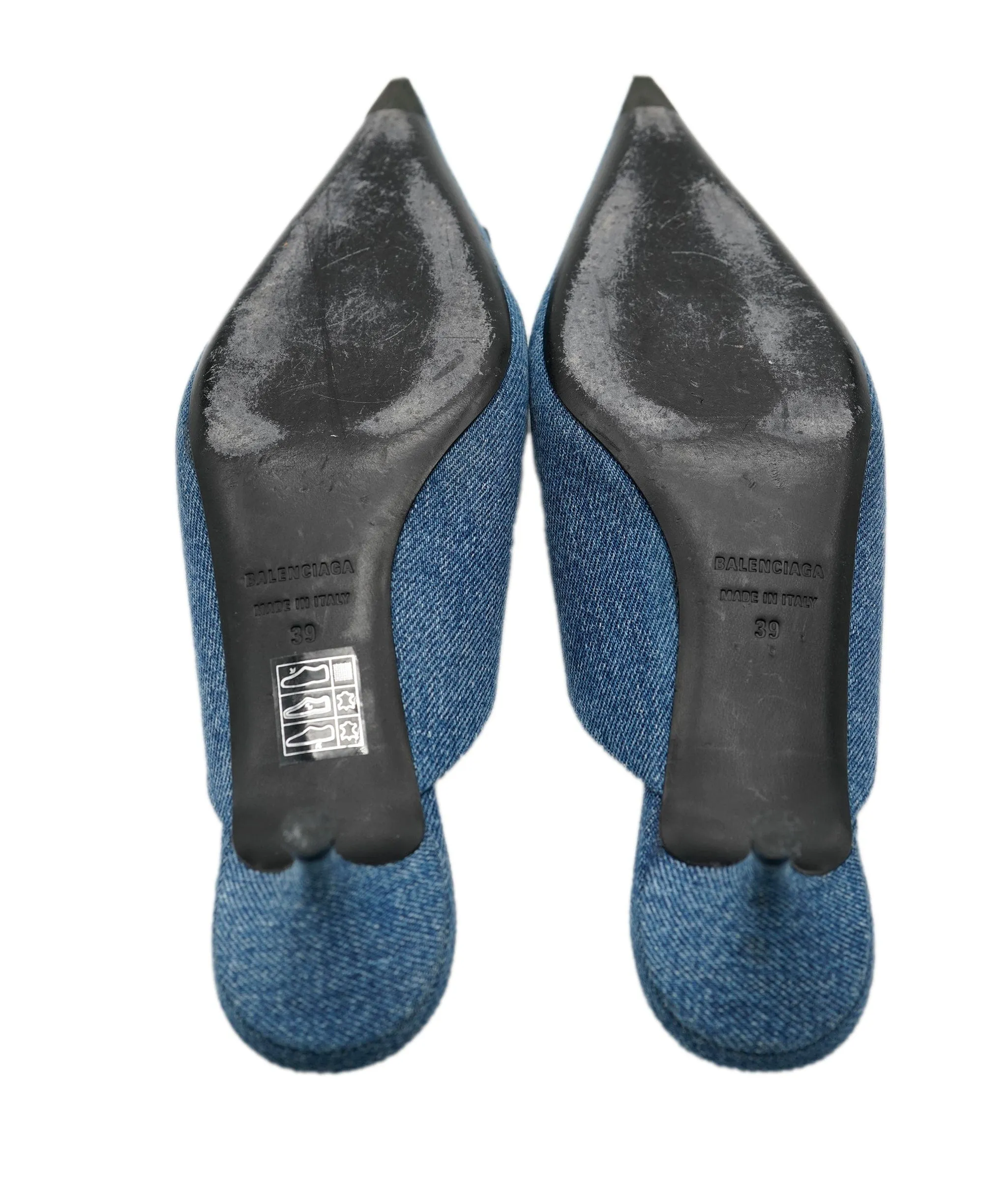 Balenciaga Denim kitten heels with Silver BB Logo Detail AVC1737