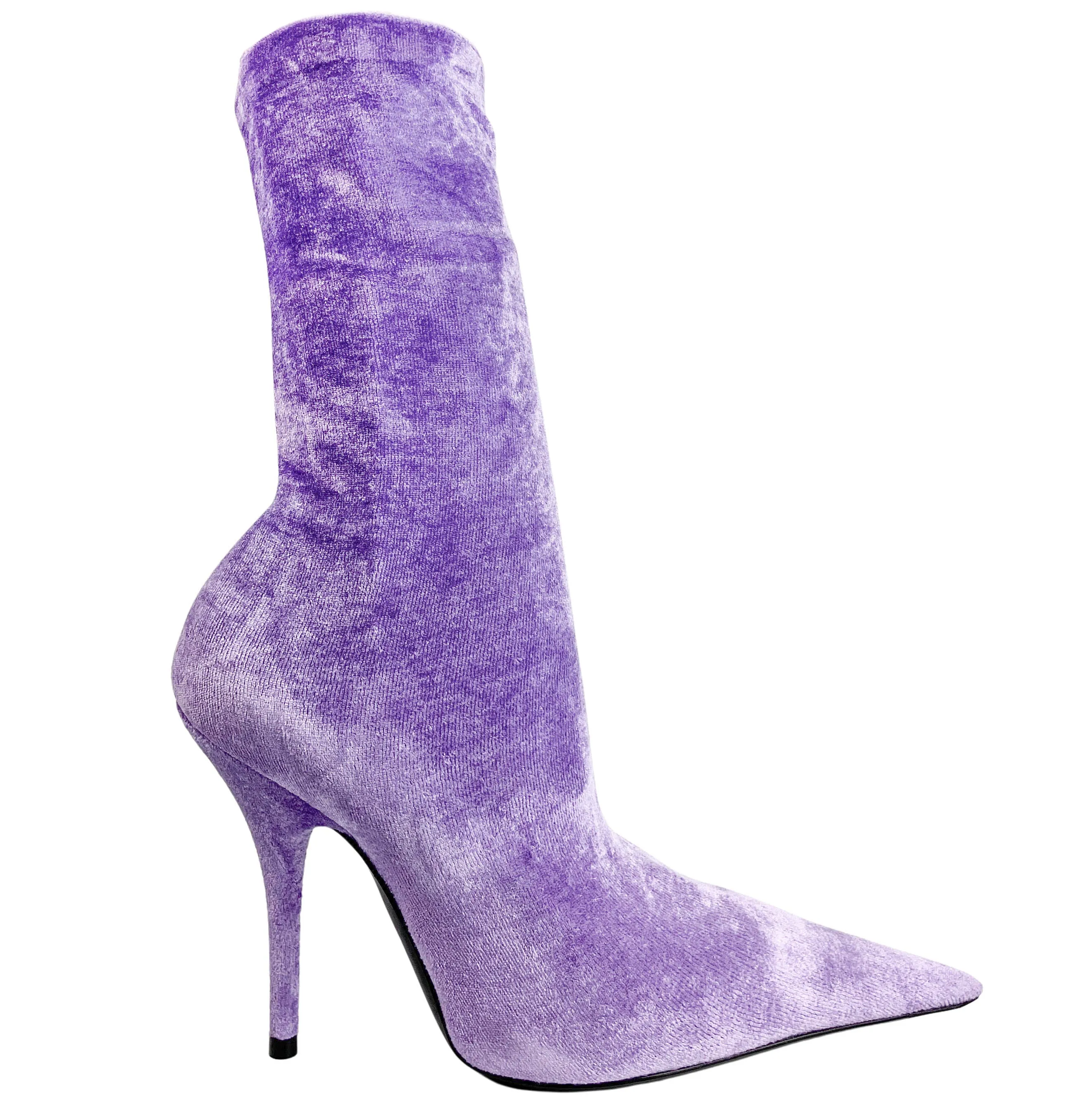 Balenciaga Velvet Knife Booties in Lilac