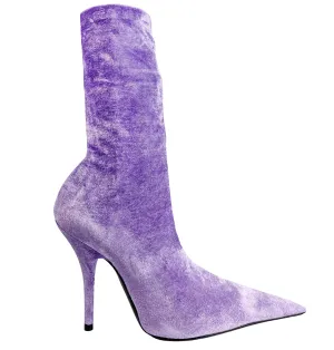 Balenciaga Velvet Knife Booties in Lilac