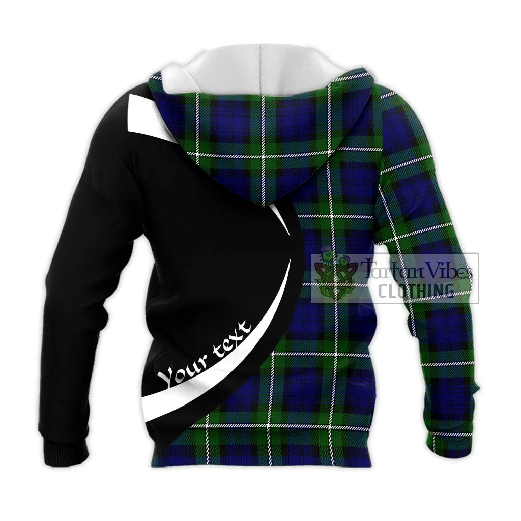 Bannerman Tartan Knitted Hoodie with Family Crest Circle Style