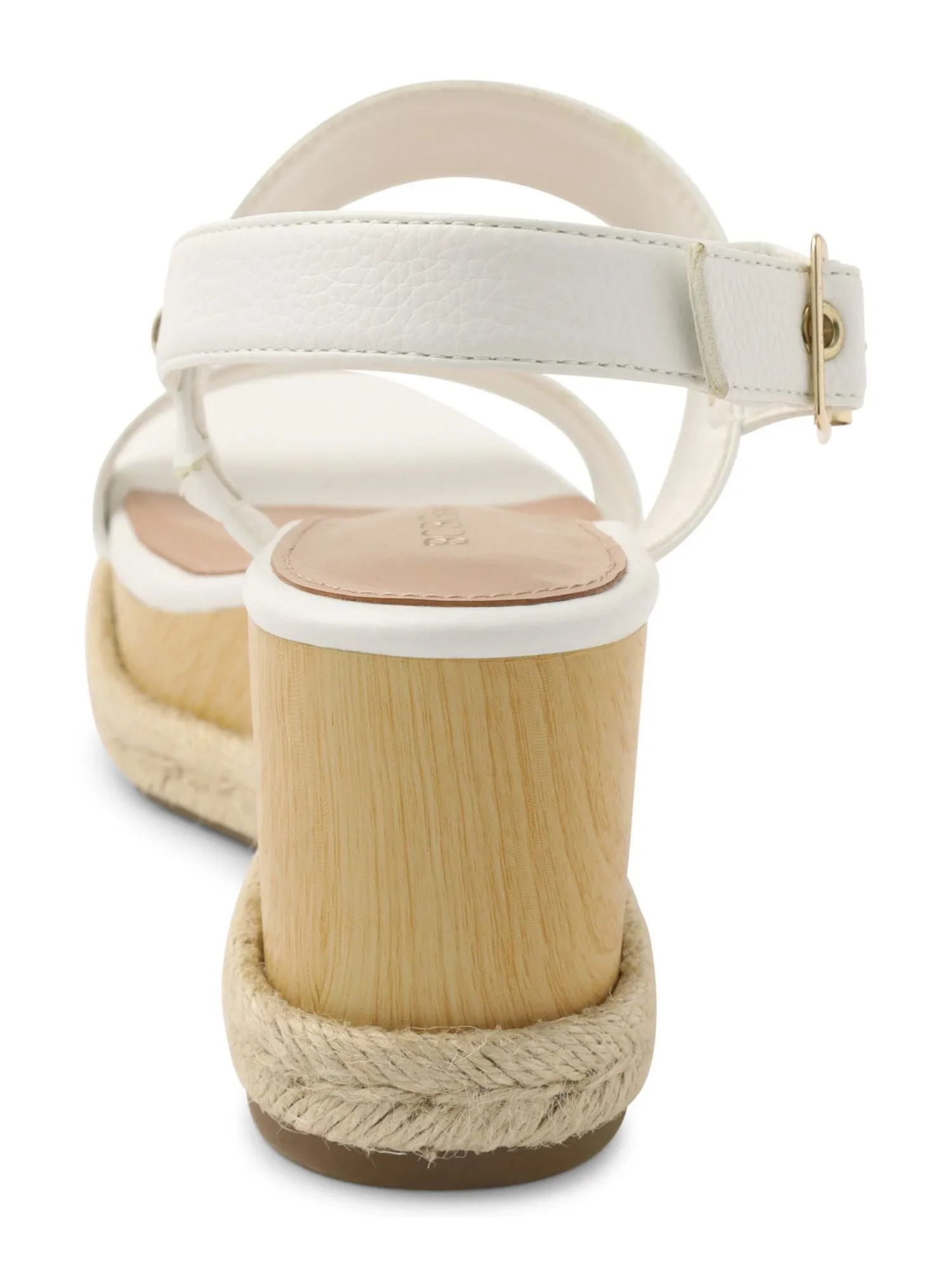 BCBGENERATION Womens White Snake Print 1" Platform Jute Wrapped Padded Elastic Goring Grommet Detailing Studded Adjustable Strap Allia Round Toe Wedge Buckle Dress Slingback Sandal M