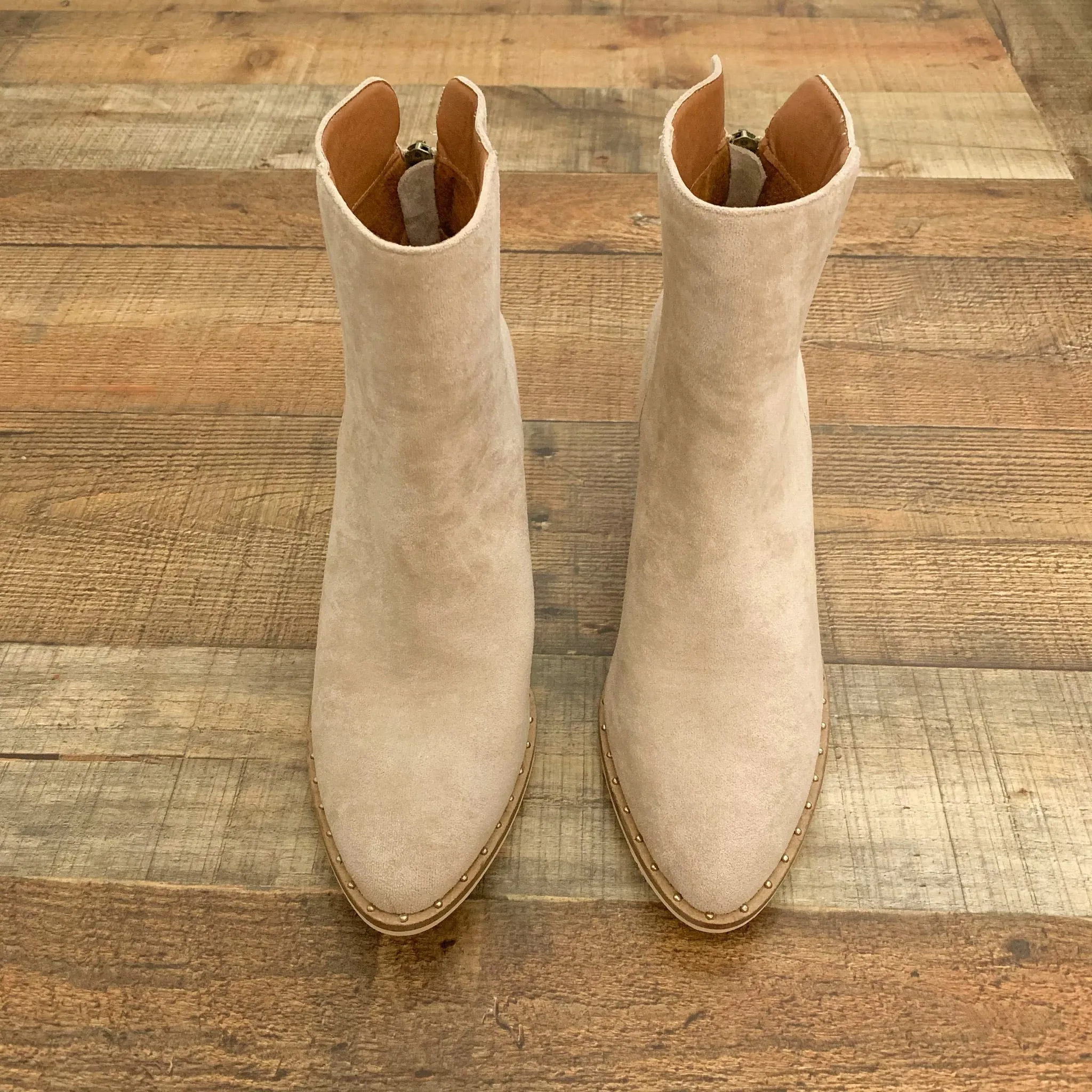 Beast Tan Silver Studded Booties- Size 10