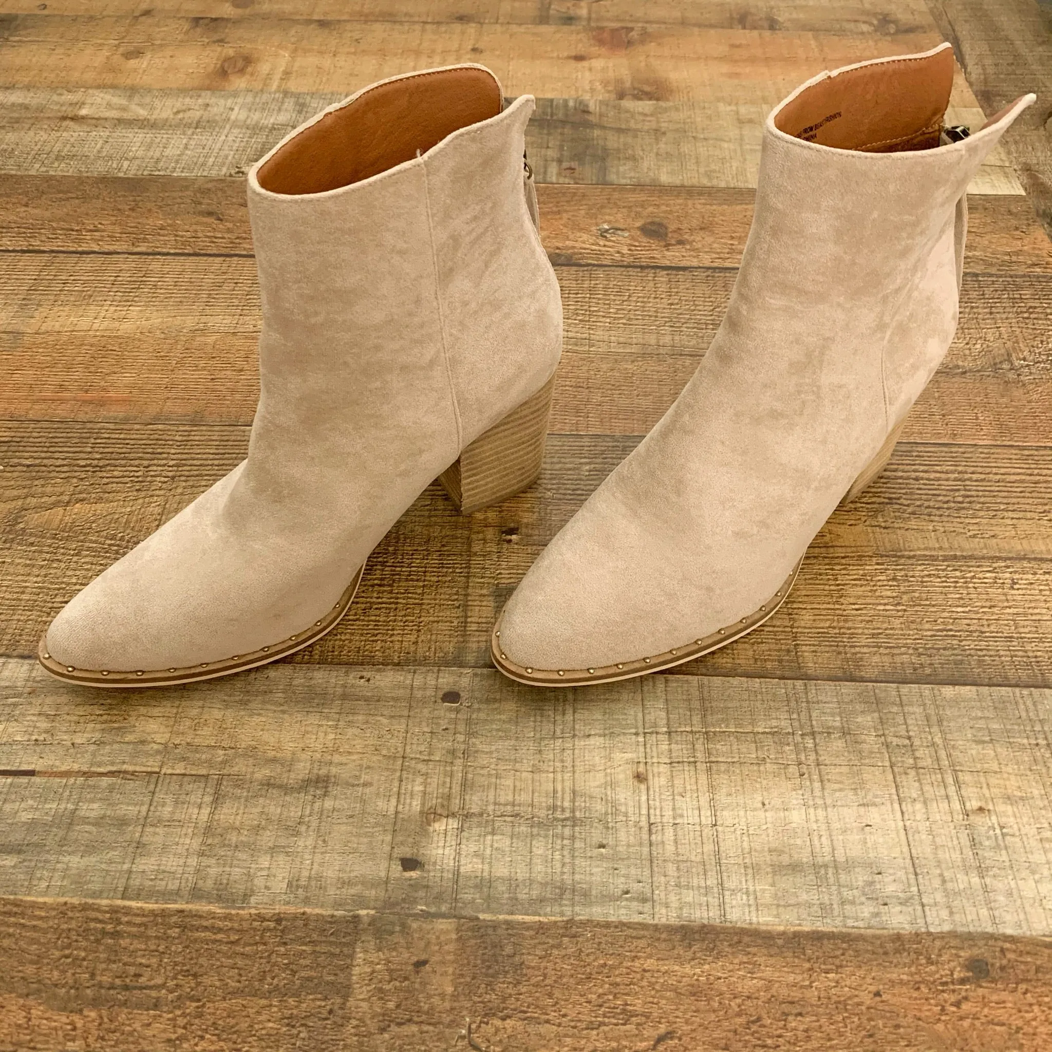 Beast Tan Silver Studded Booties- Size 10