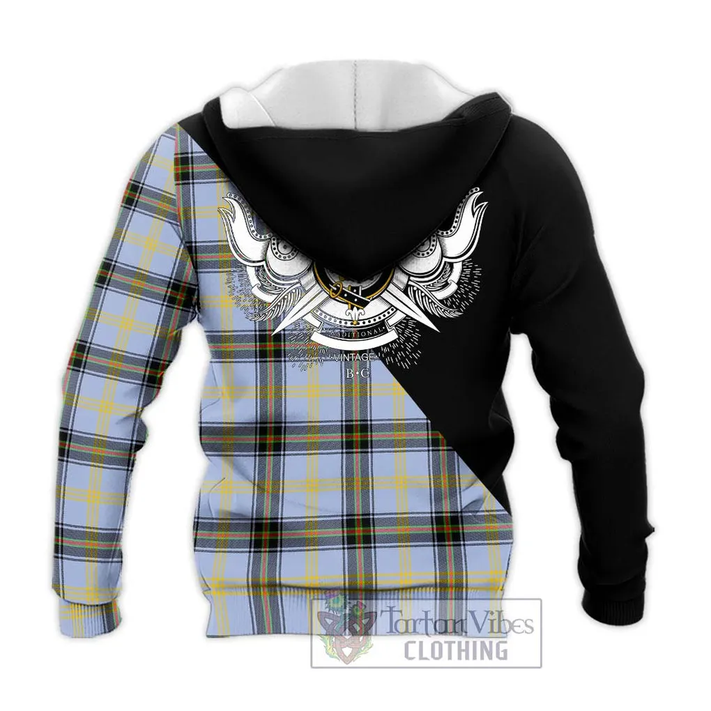 Bell of the Borders Tartan Knitted Hoodie with Family Crest and Military Logo Style