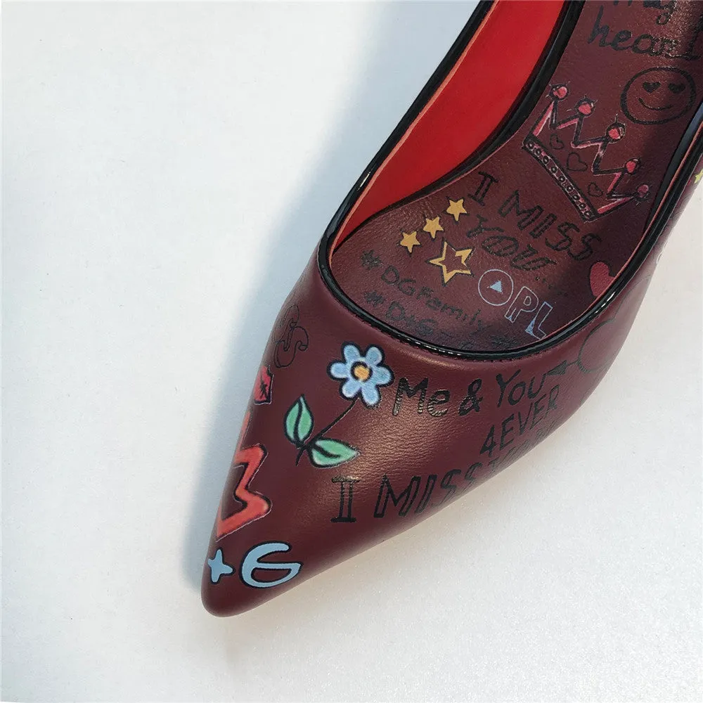 Berna Emoji Print Heels