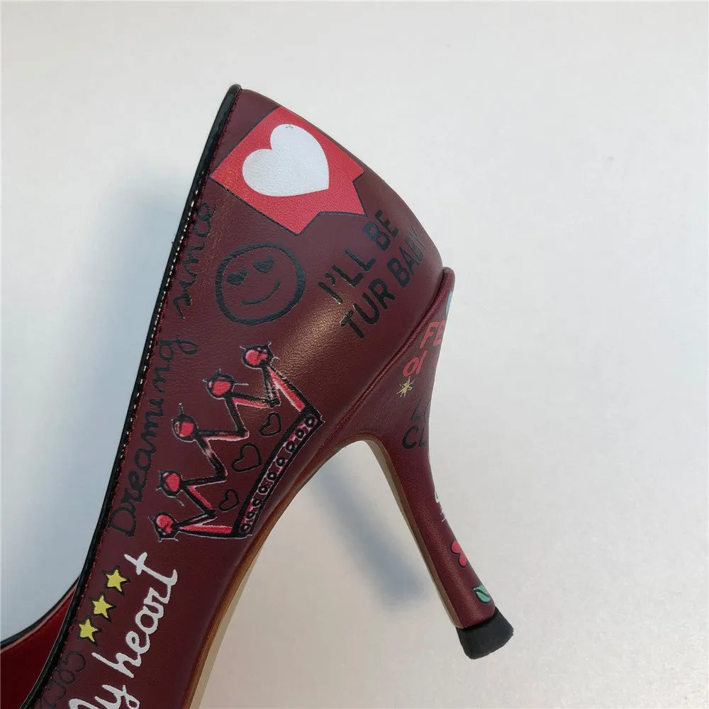 Berna Emoji Print Heels