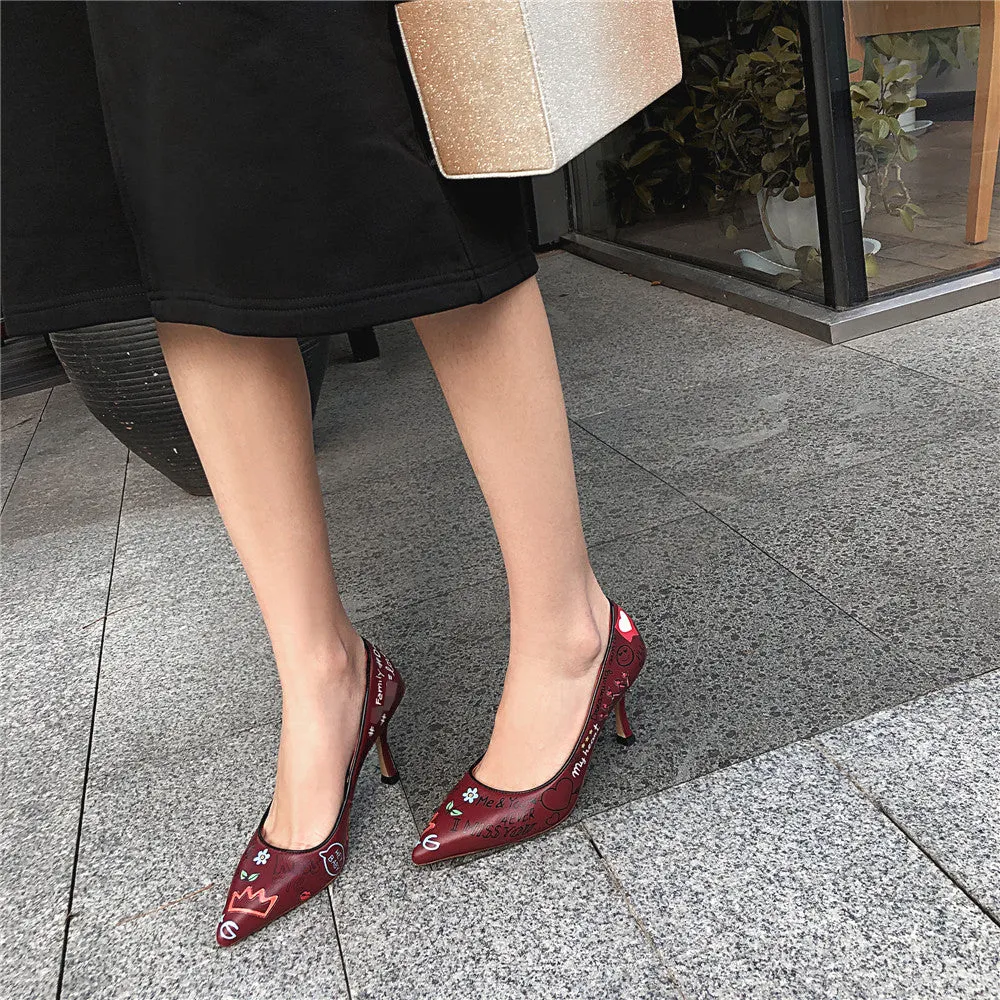 Berna Emoji Print Heels