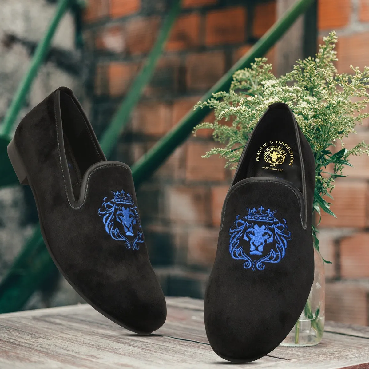 Black Italian Velvet Slip-On Shoe