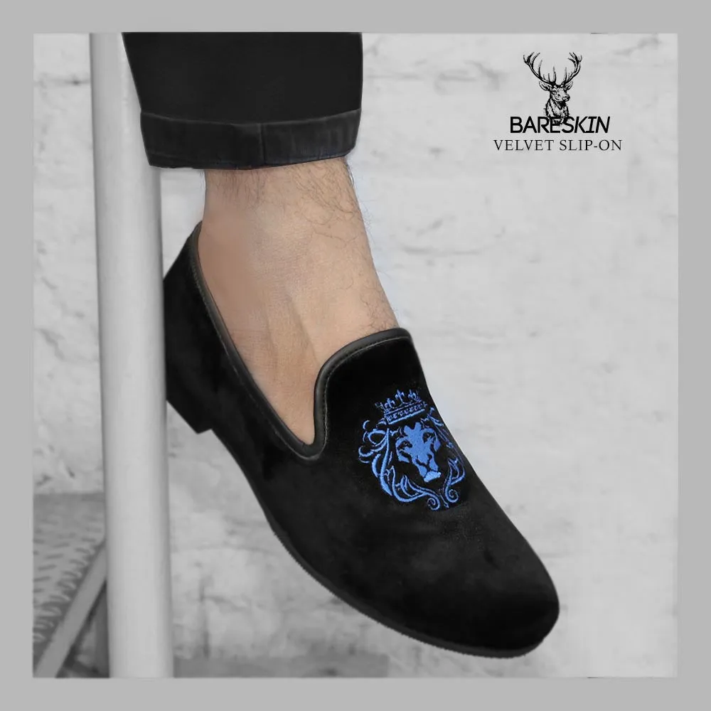 Black Italian Velvet Slip-On Shoe