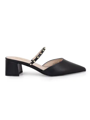 Black Pointed Toe Block Heels