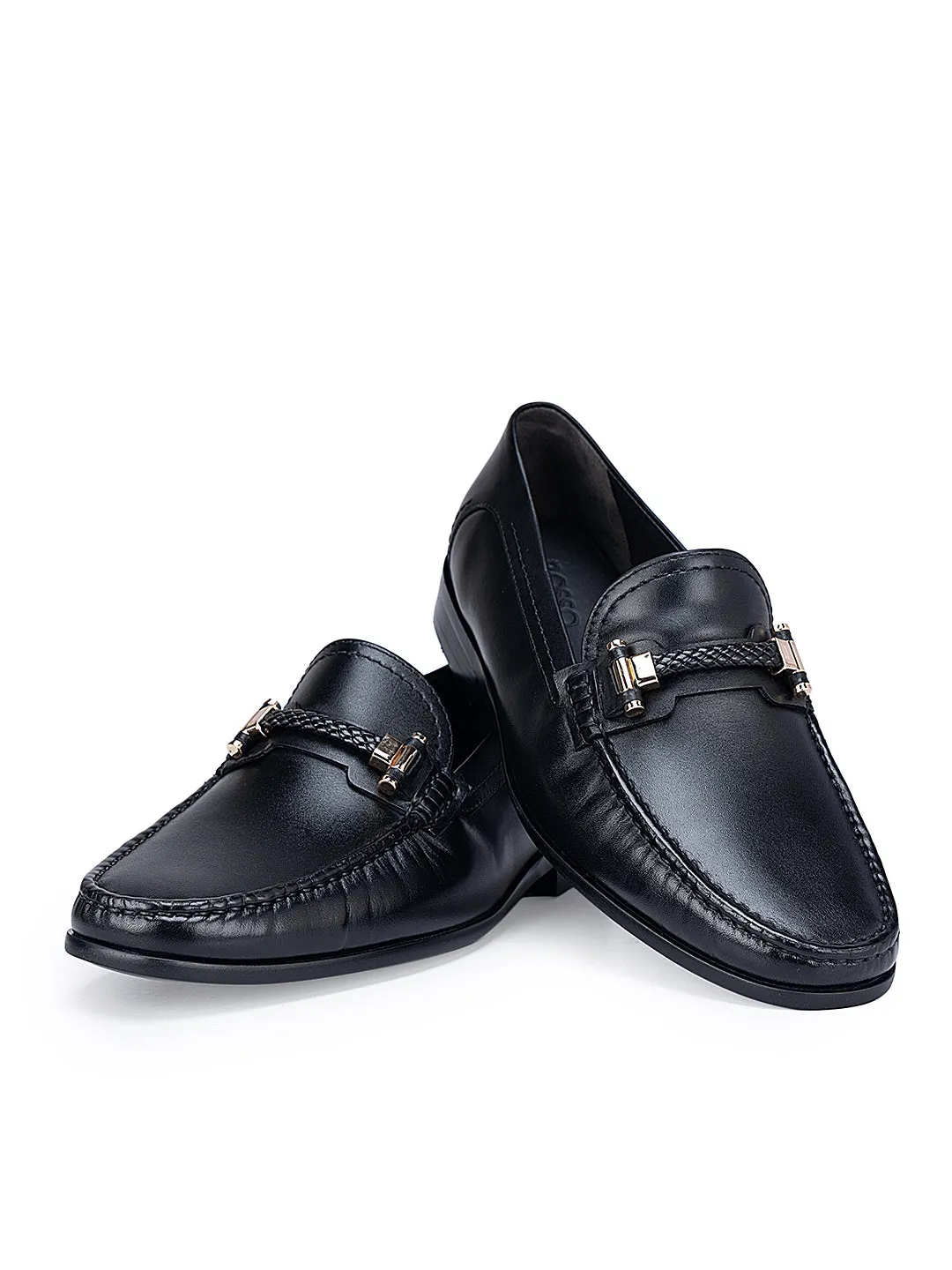 Black Top Embellished Moccasins
