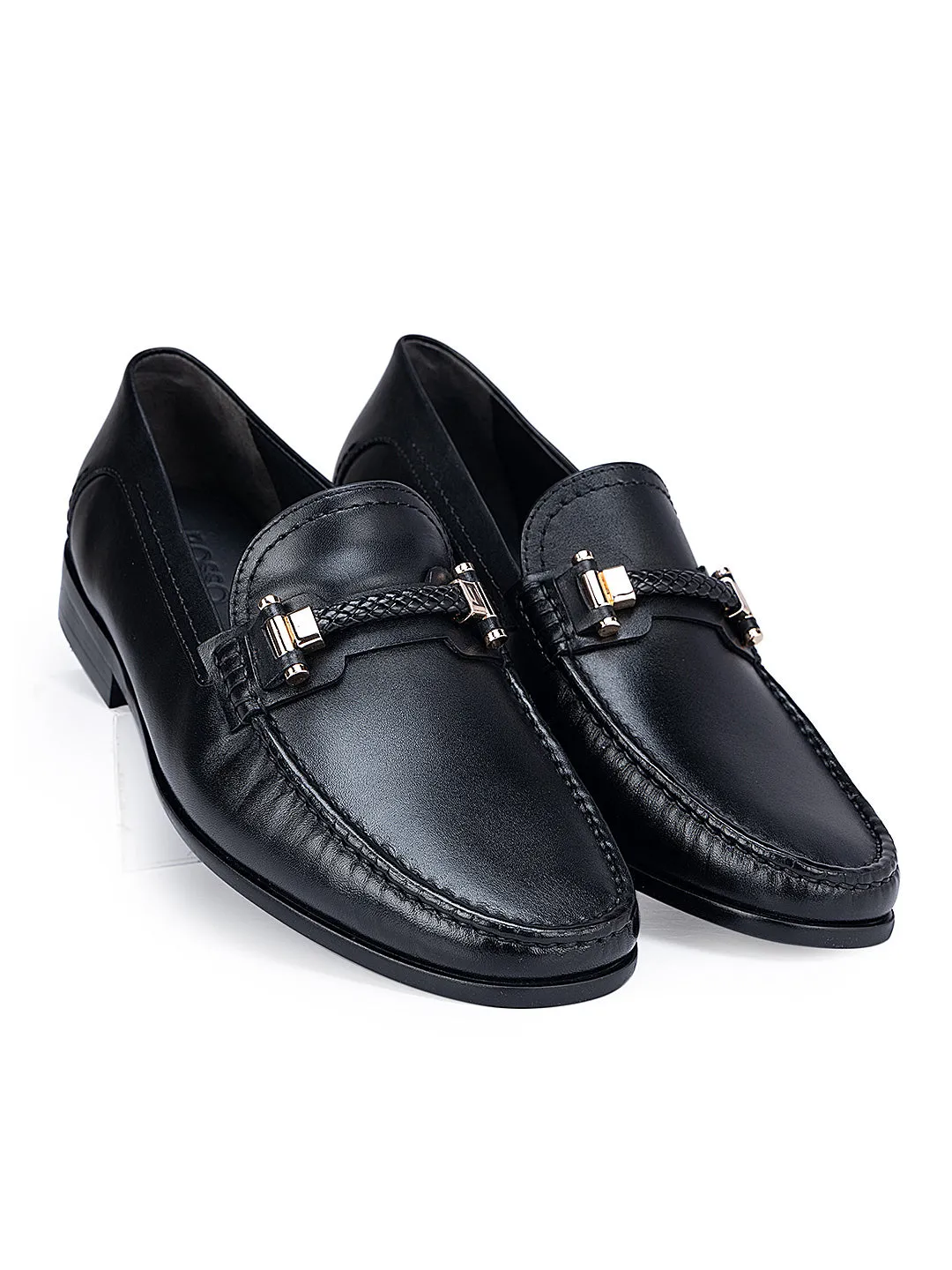 Black Top Embellished Moccasins