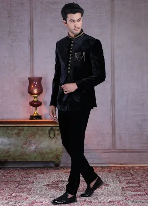 Black Velvet Bandhgala indo western
