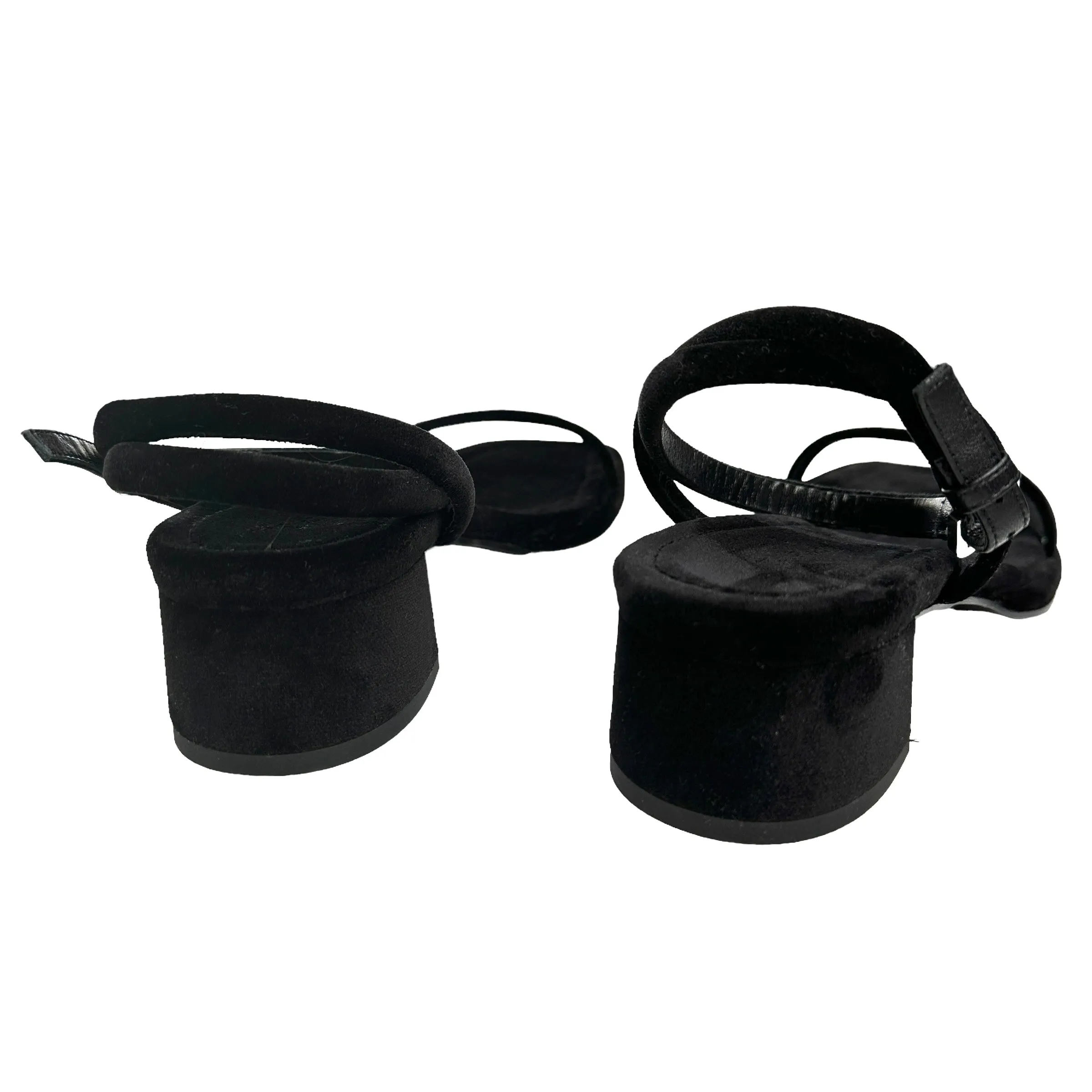 Black Velvet Square Heels - 7.5