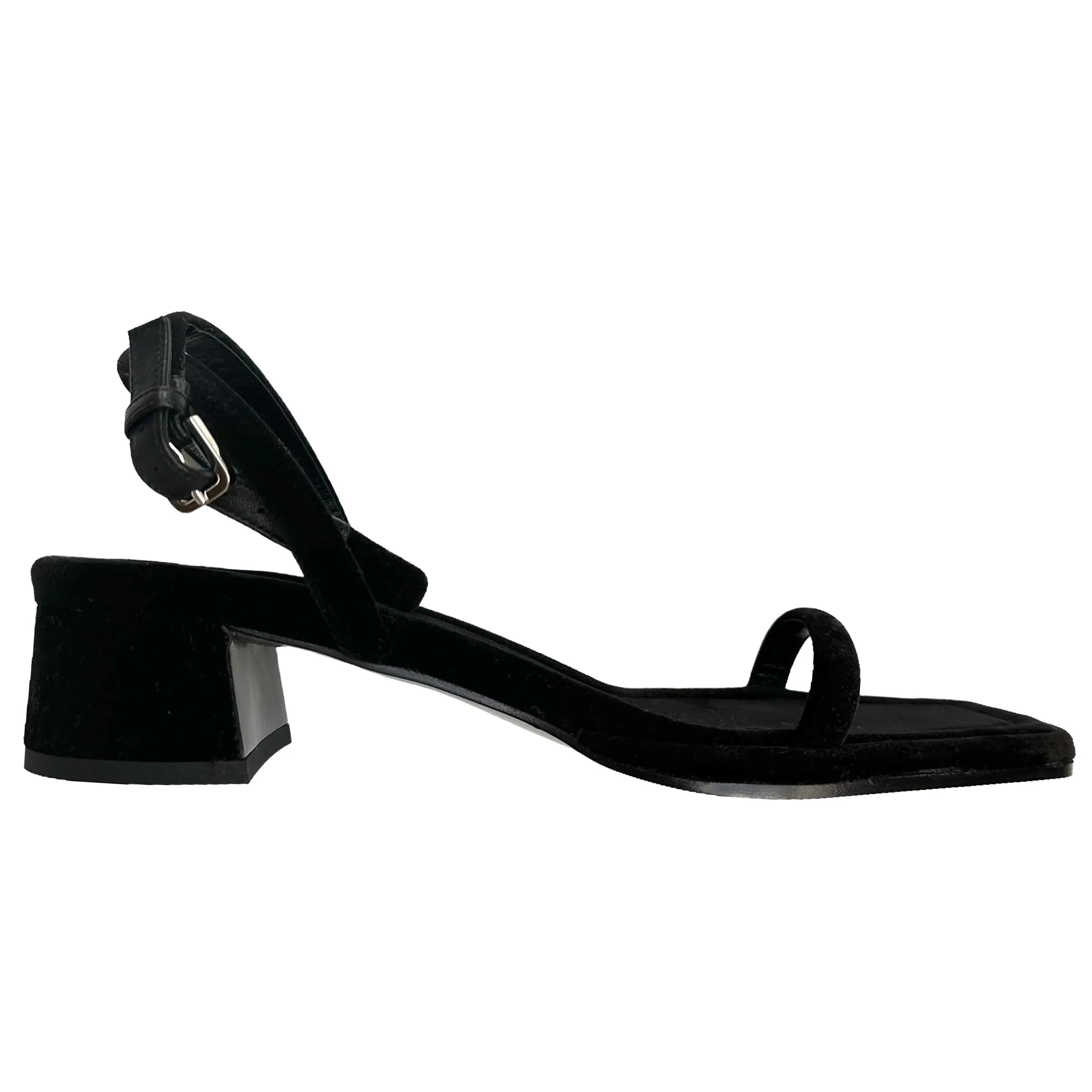 Black Velvet Square Heels - 7.5