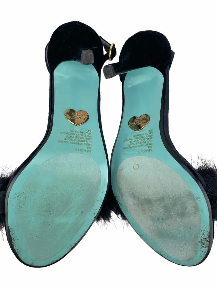 Blue by Betsey Johnson Women's SB-Nolte Velvet Sandals Black Size 8