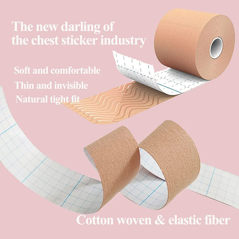Bob Tape for Breast Lift,Breathable Breast Lift Tape,Chest Support Athletic Body Invisible Push Up Bra Tape For Large Breast Beige