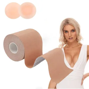 Bob Tape for Breast Lift,Breathable Breast Lift Tape,Chest Support Athletic Body Invisible Push Up Bra Tape For Large Breast Beige