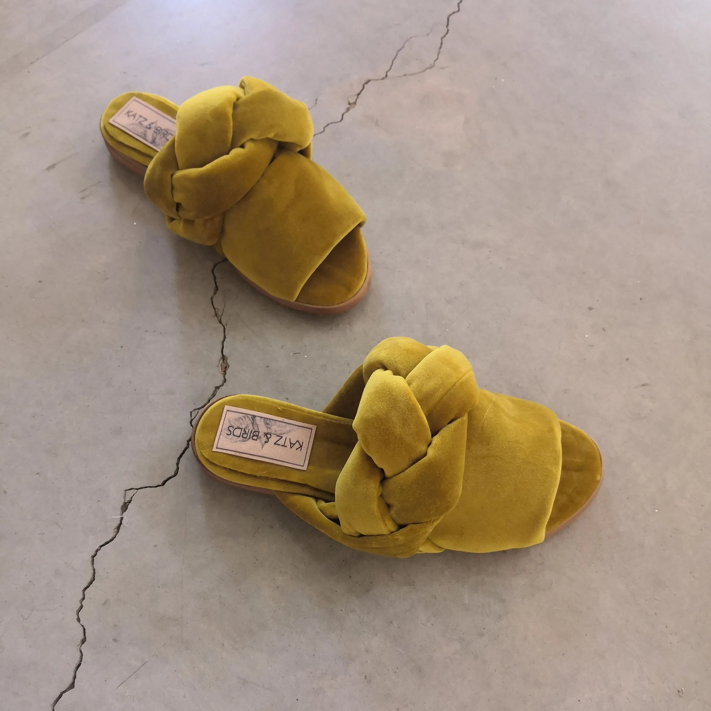 Braid Sandals- Yellow Velvet