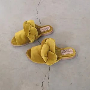 Braid Sandals- Yellow Velvet