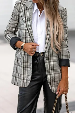 British Style Plaid Patchwork Turn-back Collar