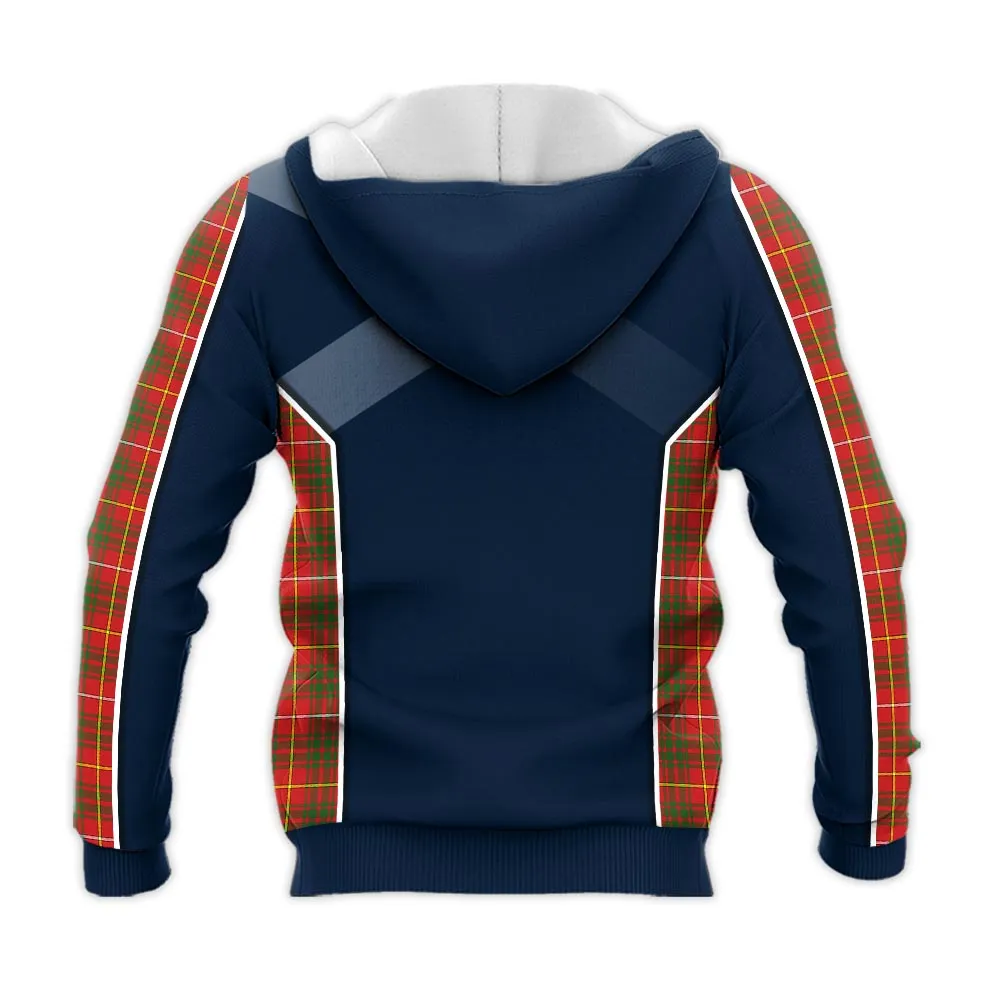 Bruce Modern Tartan Knitted Hoodie with Family Crest and Scottish Thistle Vibes Sport Style